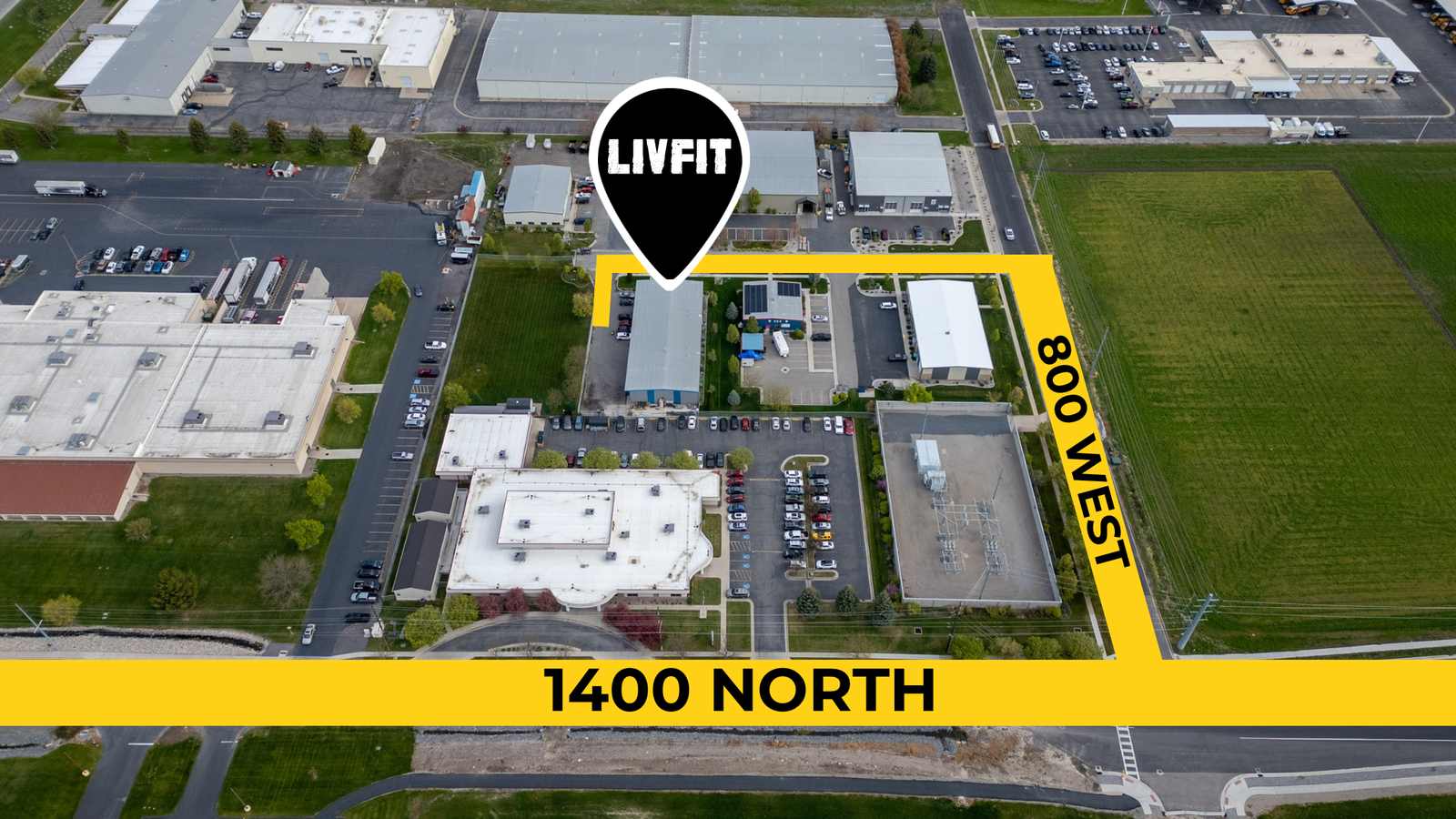 Map showing 1400 North route to LivFit Training Center.