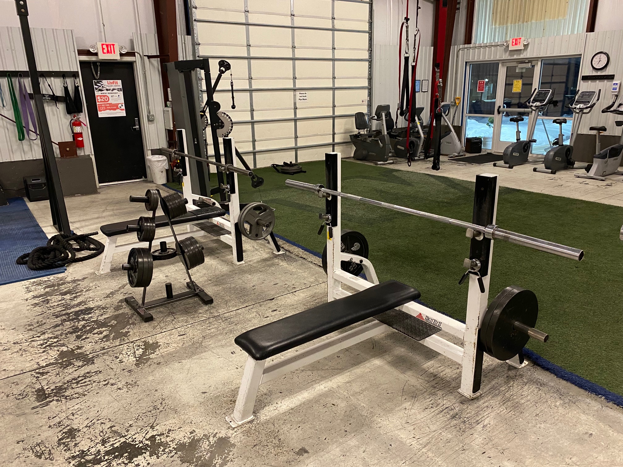 Two benches for bench-pressing