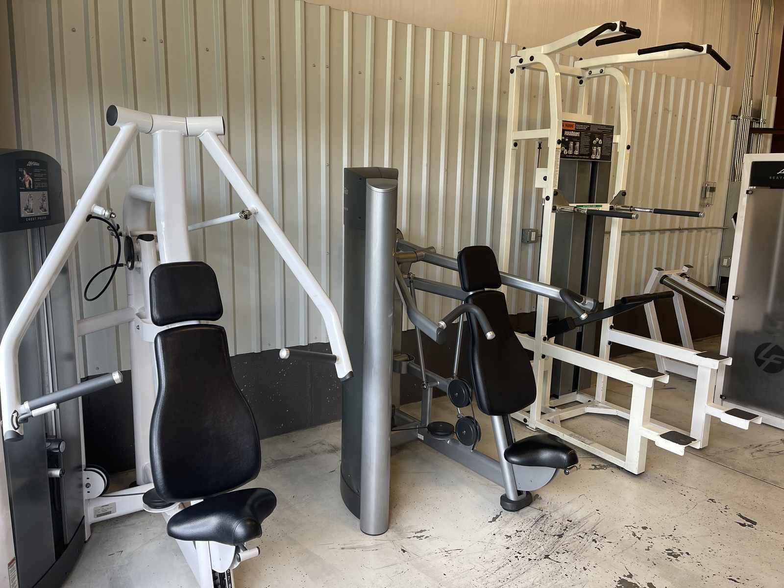 Selectorized chest press machines.