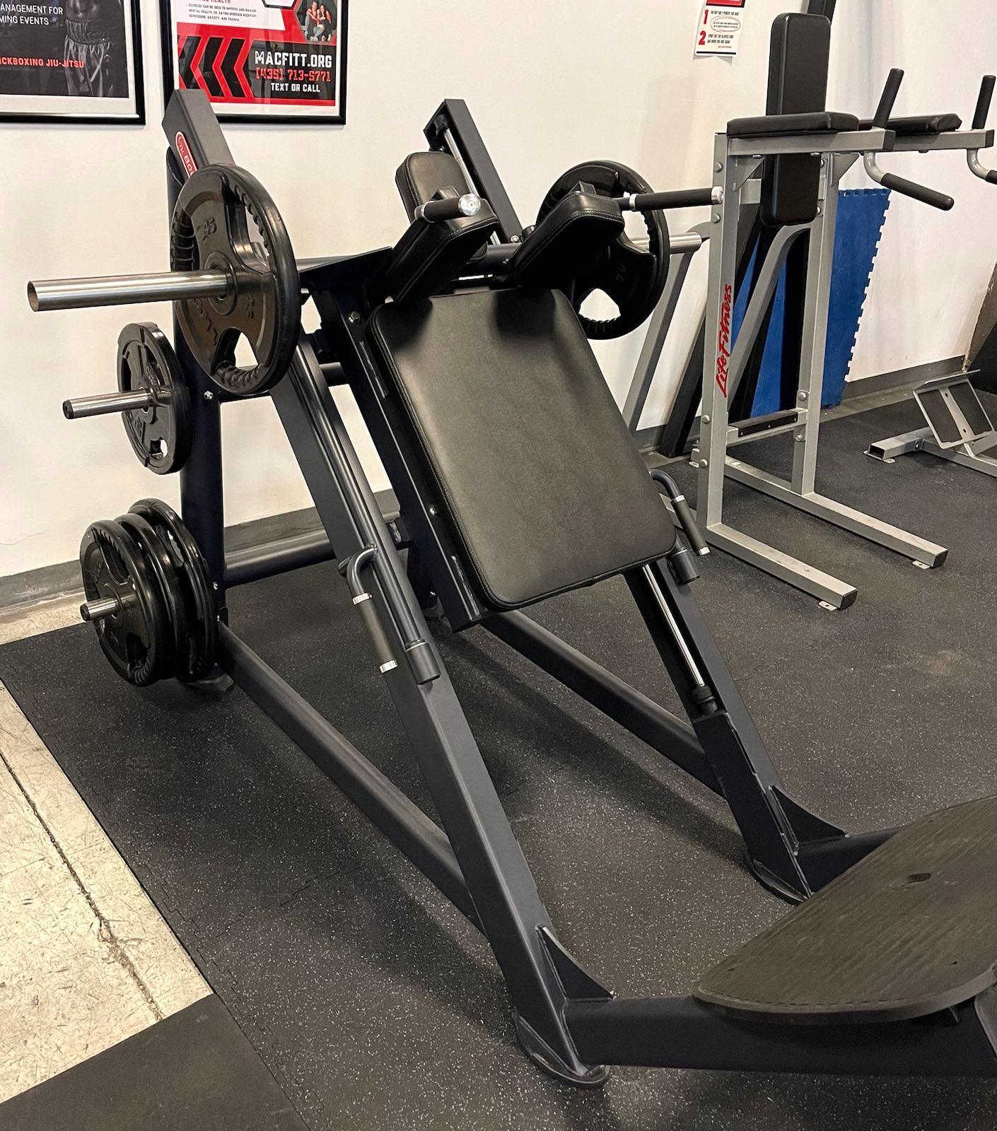 Hack squat machine.